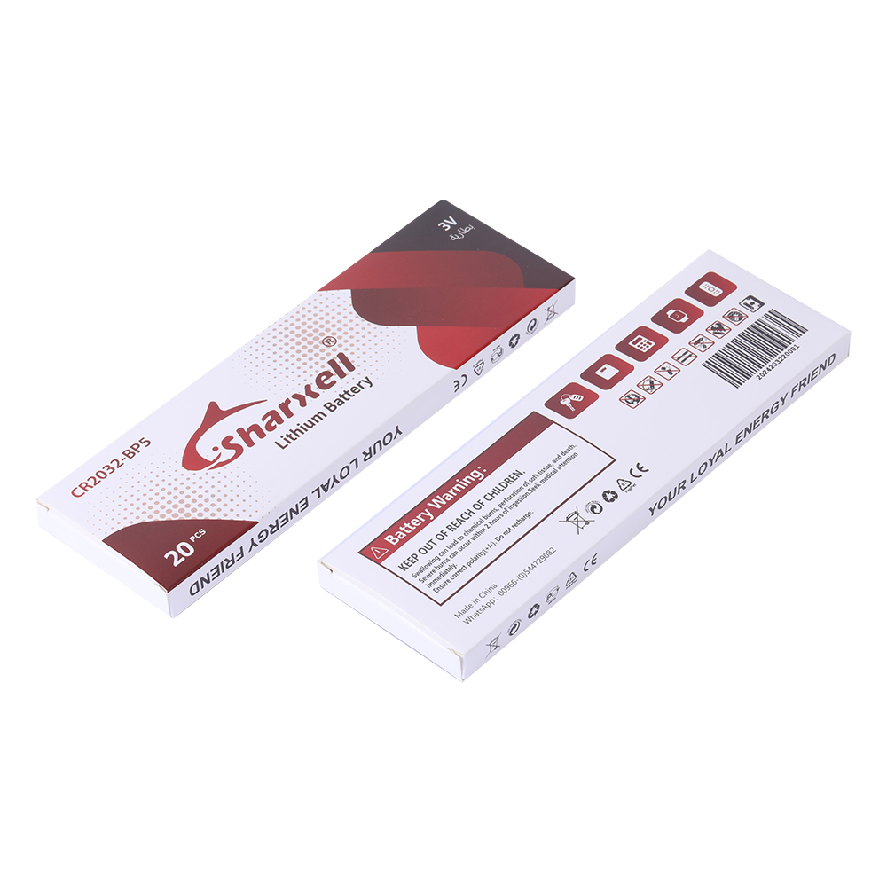 Sharxell CR2032 3V Lithium Button Cell — 20-Piece Box sales packaging