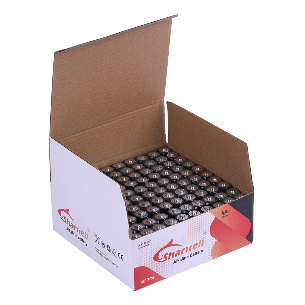 Sharxell LR6 AA Alkaline Battery — 100-Piece Box sales packaging