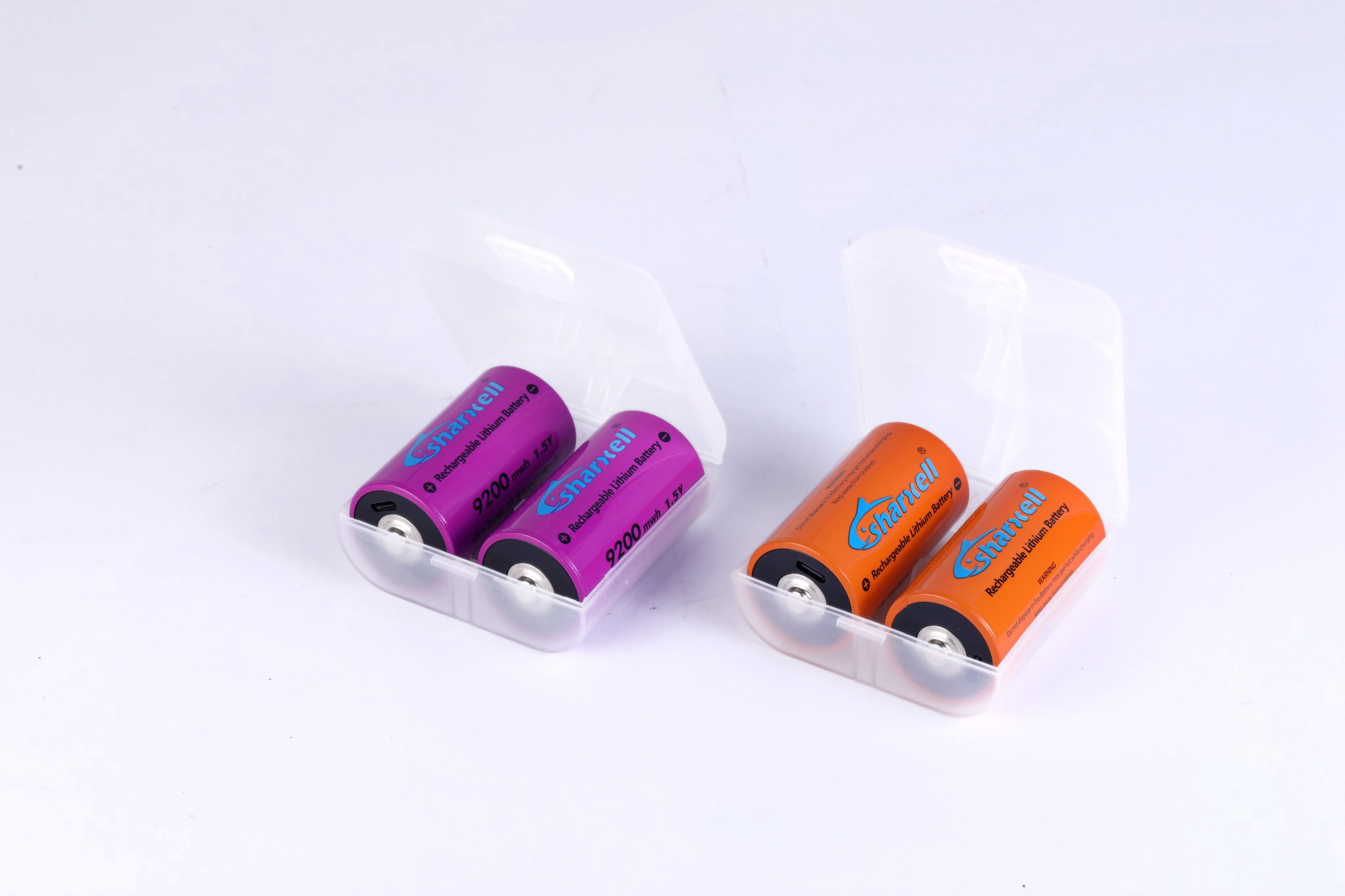 Purple and orange Sharxell D plastic box packaging